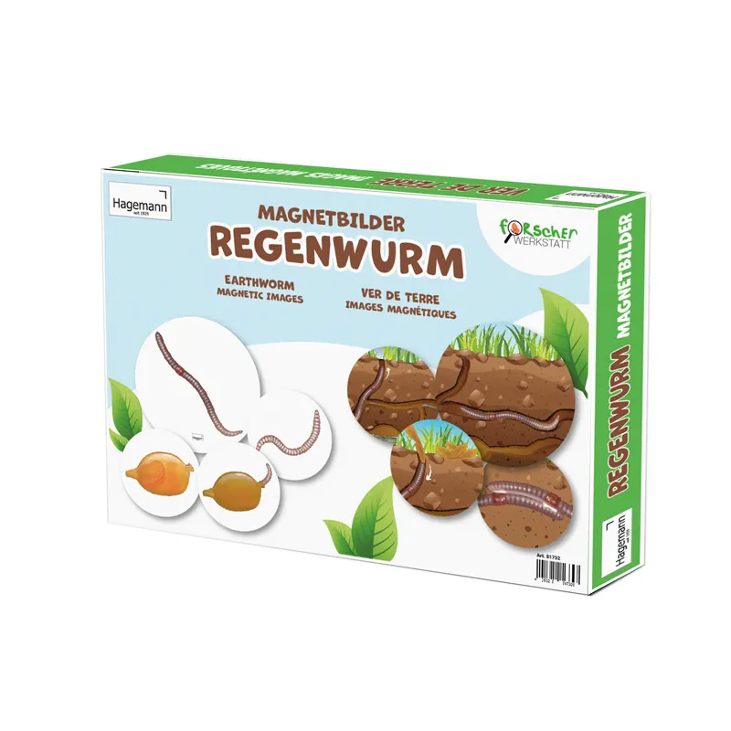 Lebenszyklus und Leben "Regenwurm", magnetisch, 24-tlg.