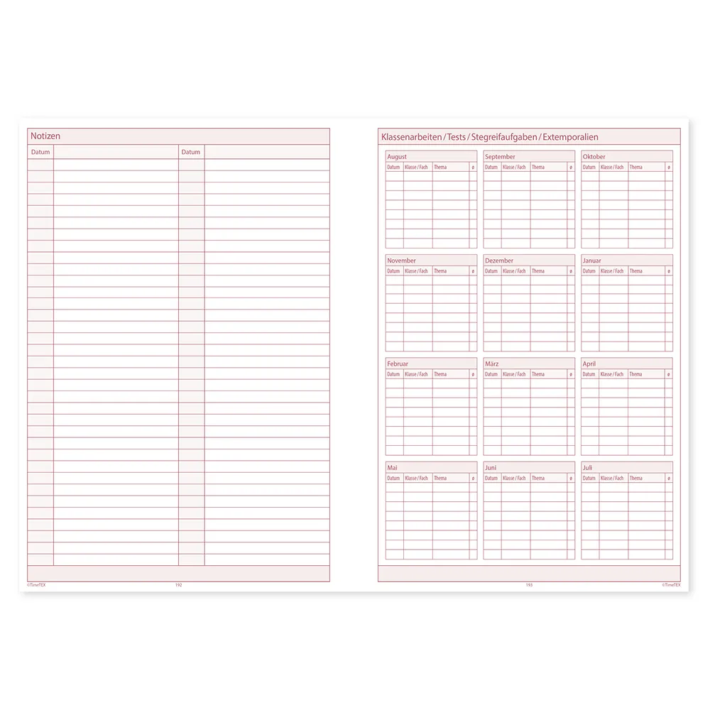 TimeTEX system skolplanerare A4-Plus, gul, 2026/2027 tyska språket