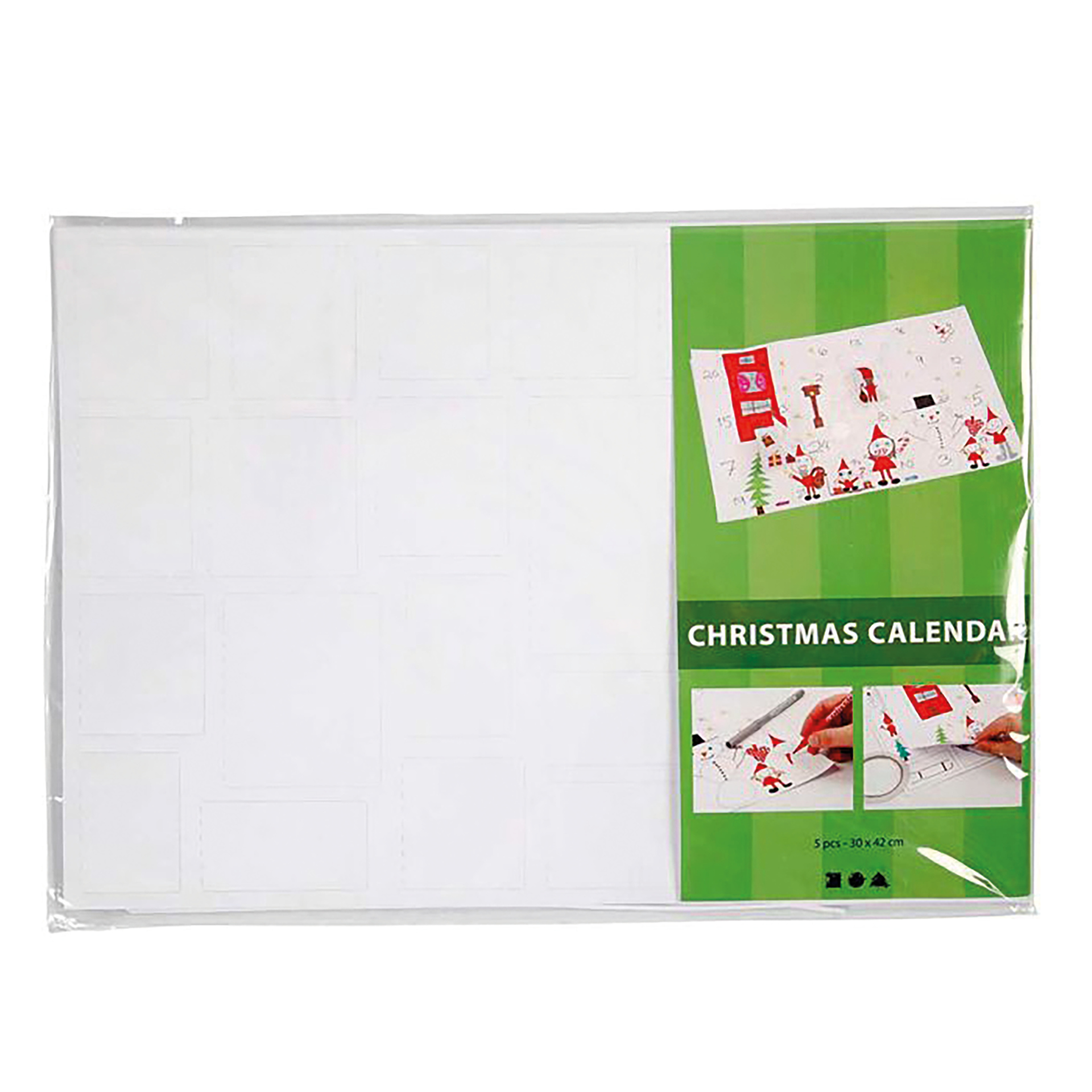 Blanko Adventskalender aus Karton, A3, mit vorgestanzten Türchen, 5 Stück