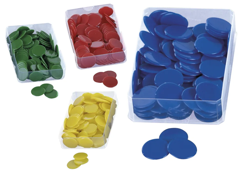Jetoane colorate din plastic, 100 bucăți în cutie