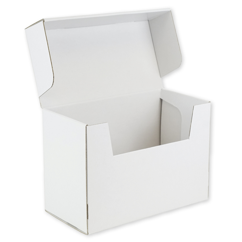 Boîte de classement en carton A6 avec couvercle rabattable, blanche