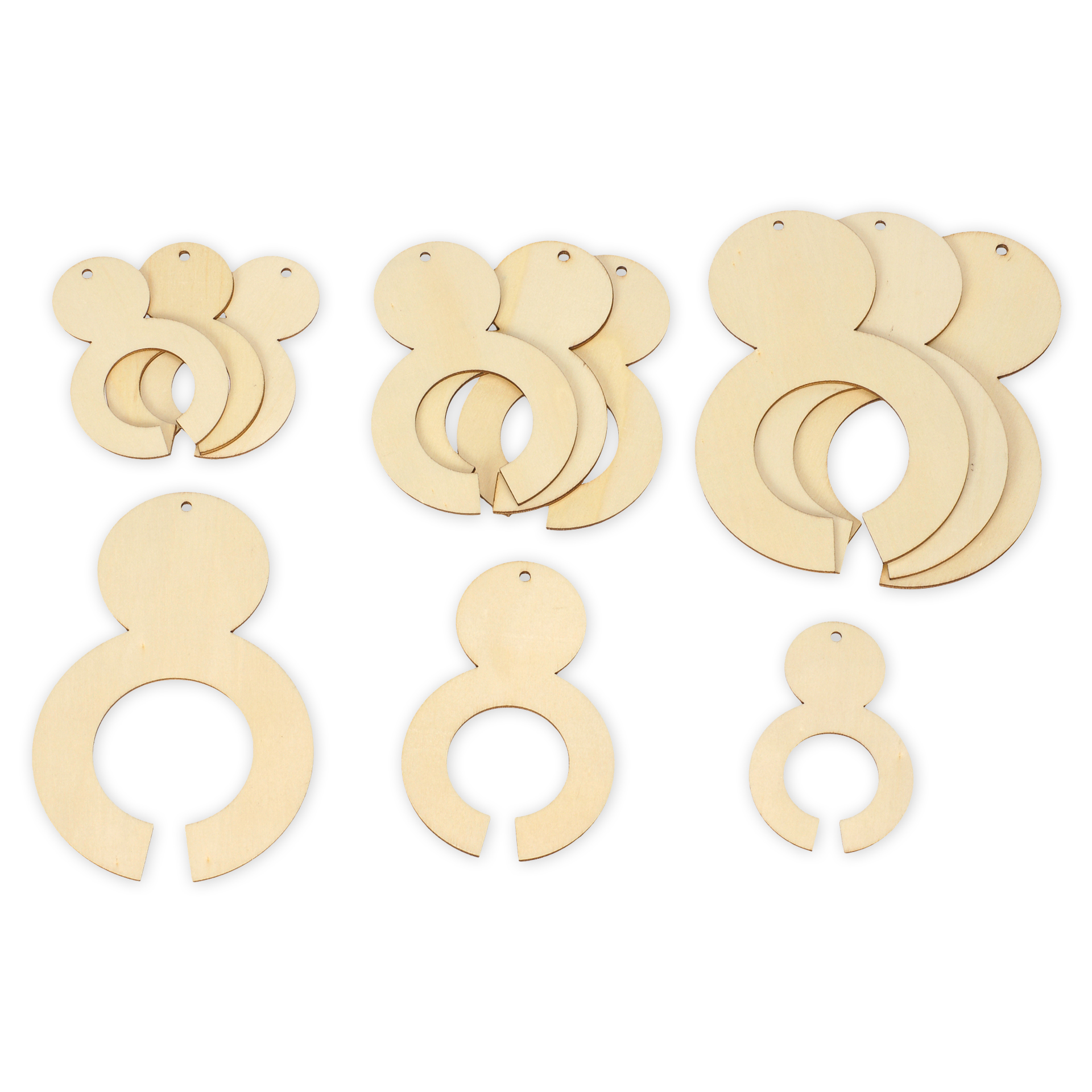 TimeTEX Holzanhänger für Pompons, 12-tlg.