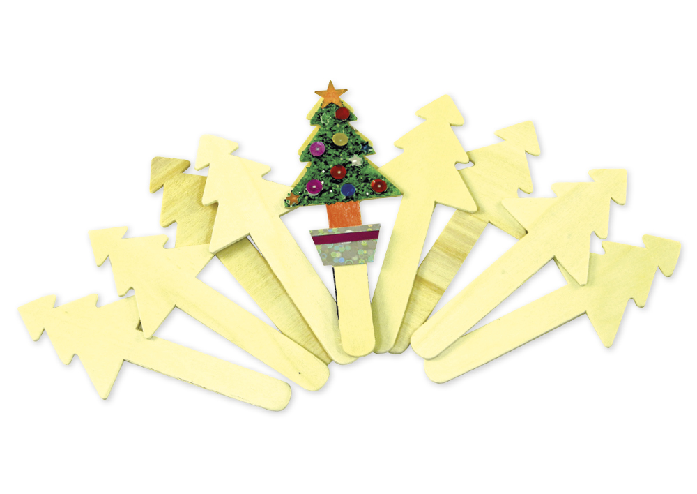 Weihnachtsbaum-Holzstecker, 10-tlg.