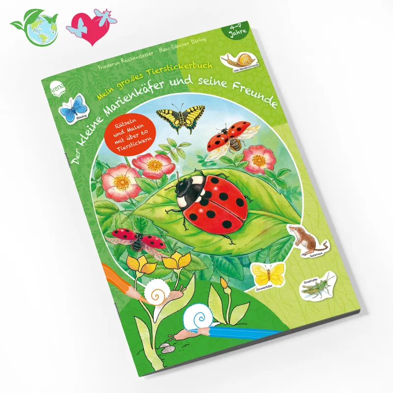 Buch "Der kleine Marienkäfer und seine Freunde", 24 Seiten mit 60 Aufklebern