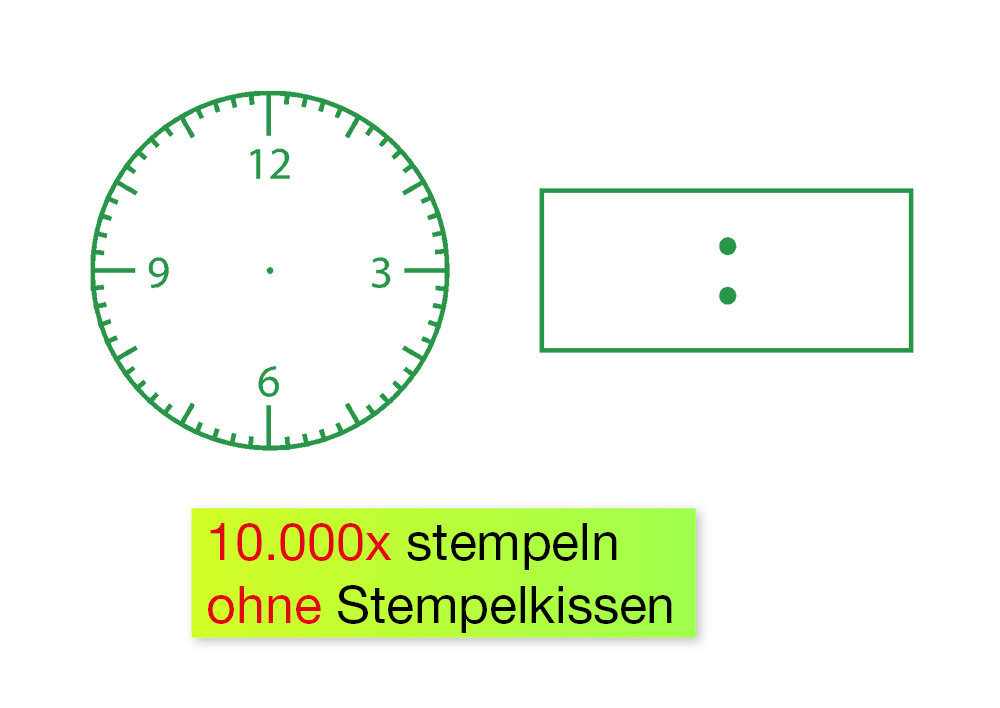 Siebdruck-Stempel "Perpetuum", "Uhrzeiten"