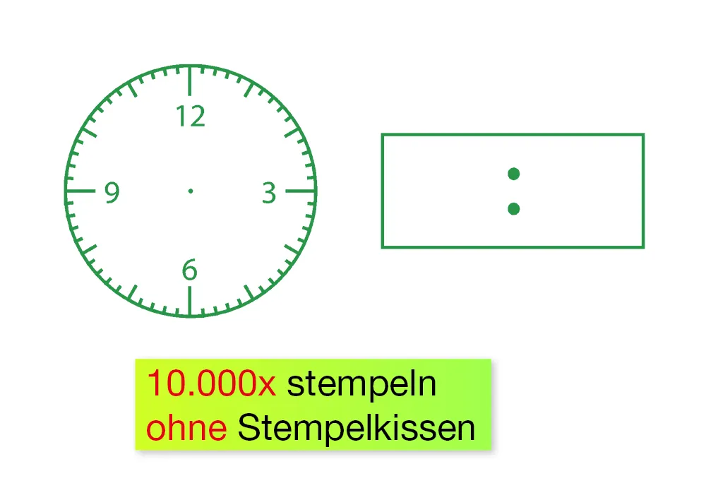 Siebdruck-Stempel "Perpetuum", "Uhrzeiten"