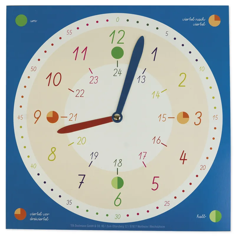 Demo-Lernuhr 1-24 analog, 30x30 cm, manuell