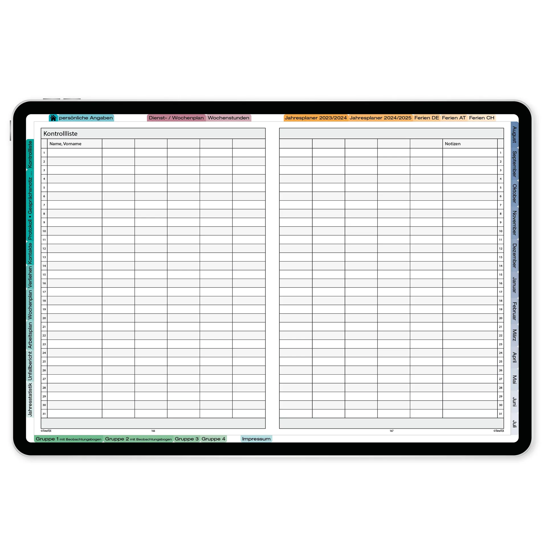TimeTEX Digitaler KiTa-System-Planer DigiPlan 2026/2027