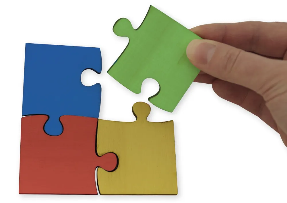 TimeTEX Gruppen-Puzzle aus Holz, 16-tlg., 4-farbig