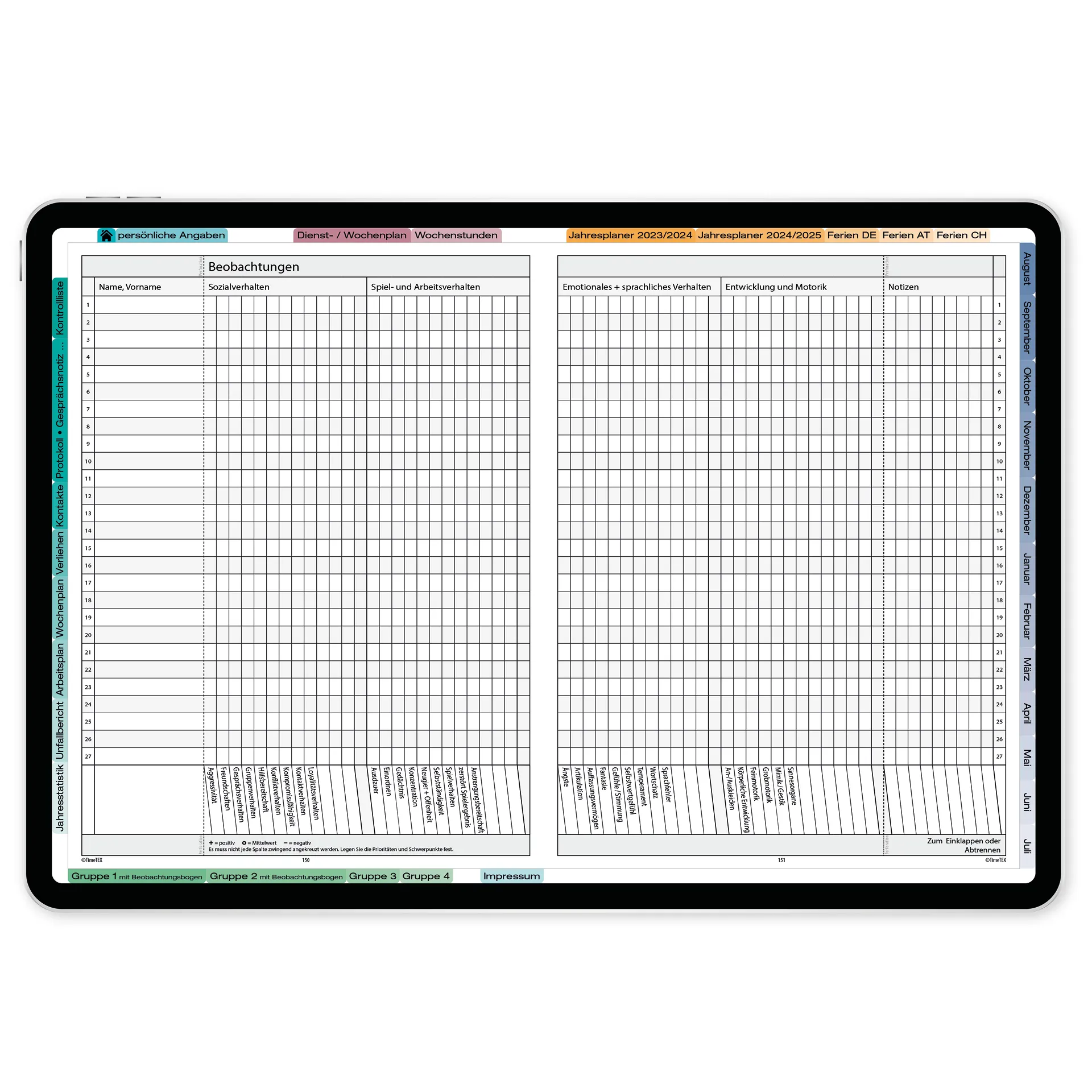 TimeTEX Digitaler KiTa-System-Planer DigiPlan 2026/2027
