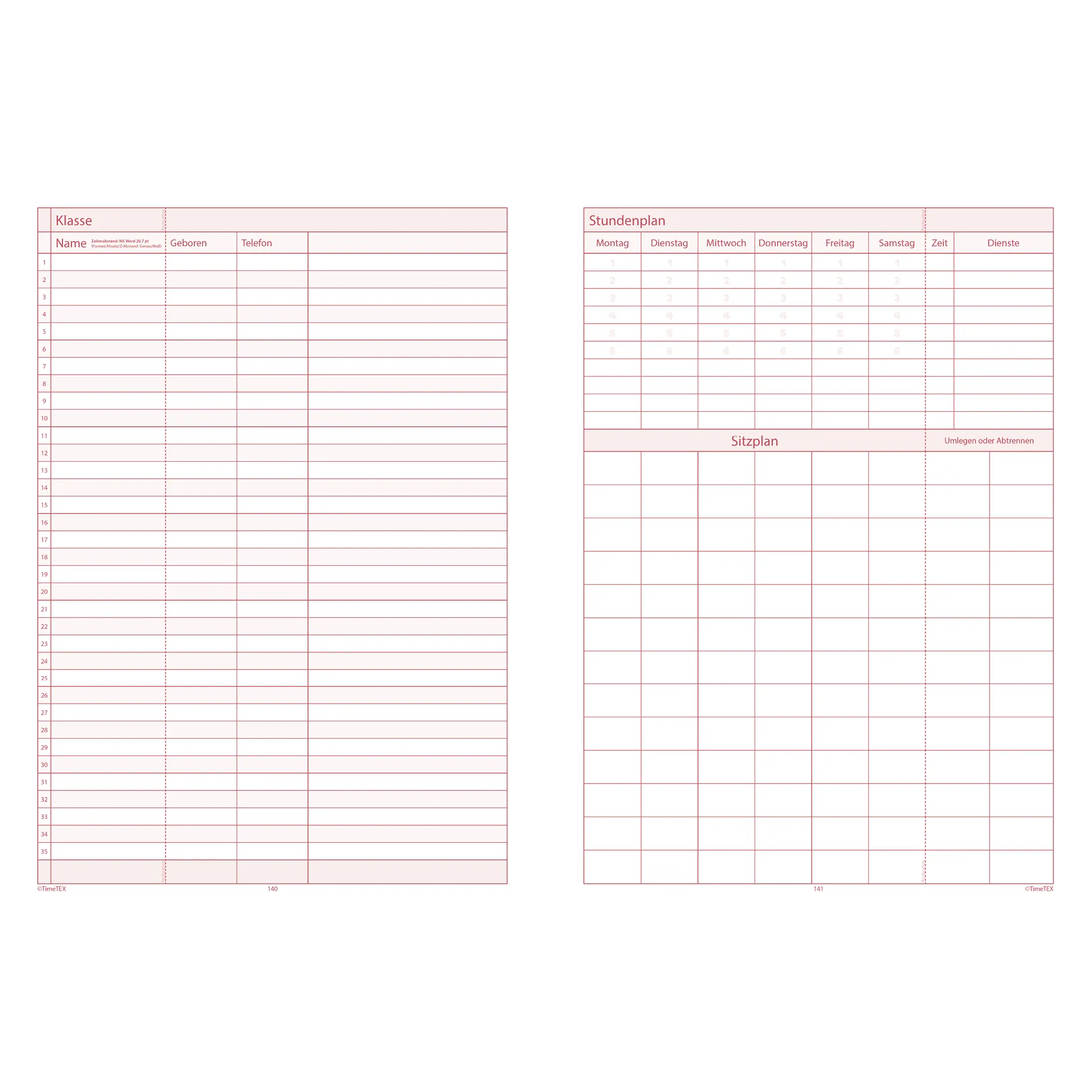 TimeTEX Referendariats-Planer "Documento lose Blatteinlage", A4