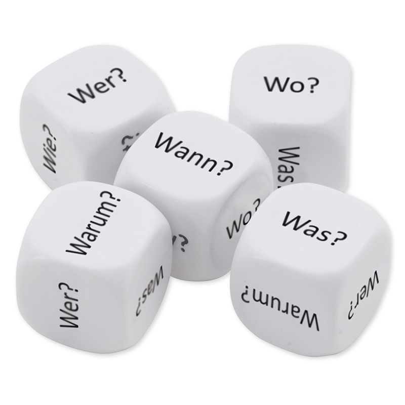 Tärningsset "Fragewörter" 5 delar, 16 mm