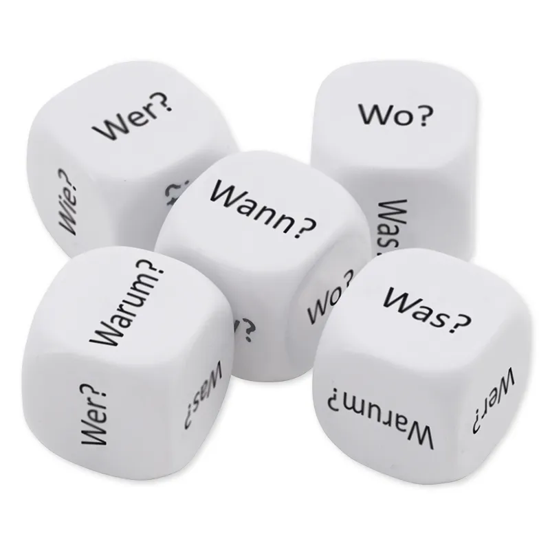 Tärningsset "Fragewörter" 5 delar, 16 mm
