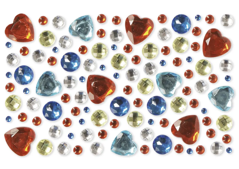 Glitzer-Steine "Rote Herzen und mehr", selbstklebend, 105-tlg.