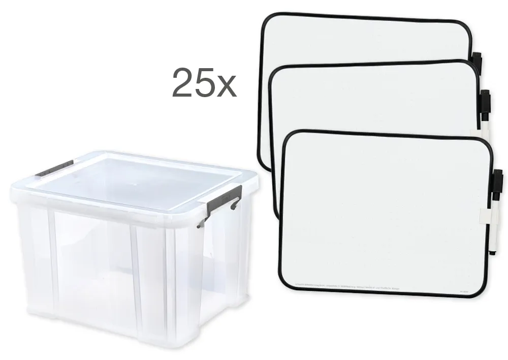 Klassset whiteboard A4-Plus, dubbelsidig, 25 st i kartong