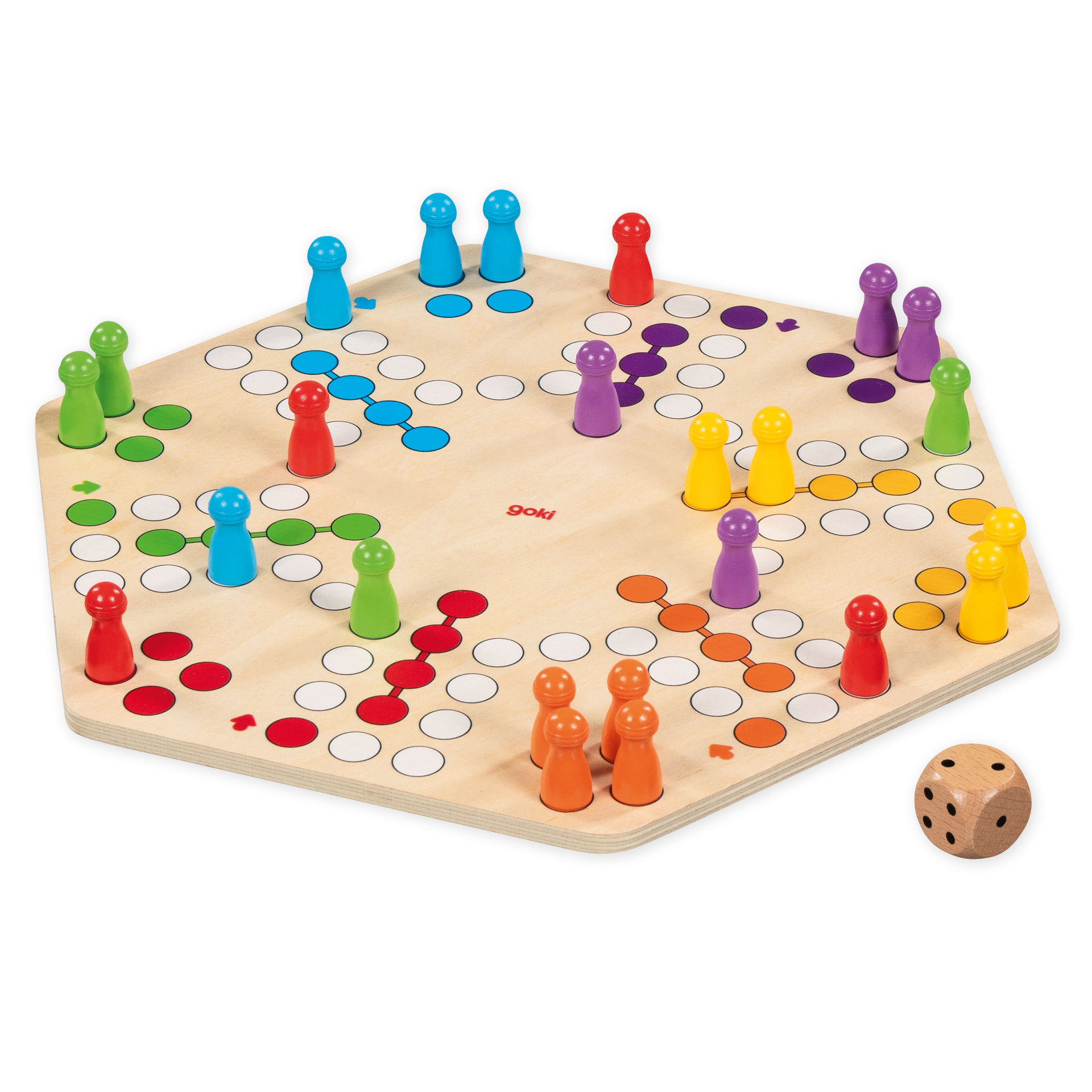 Ludo für bis zu 6 Spieler, beidseitig bespielbar