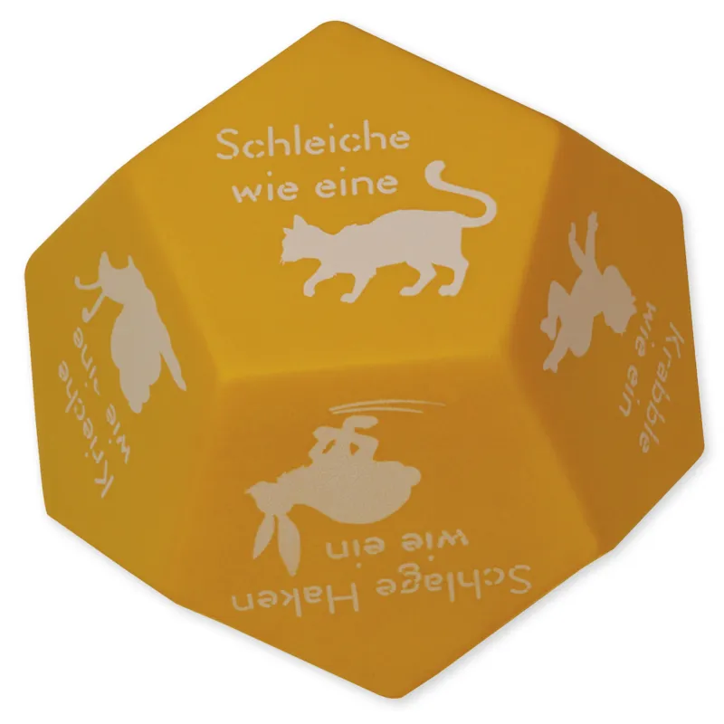 Demo-Flüster-Würfel "Bewegung: Hüpfe wie ein Frosch", ca. 13 cm ø