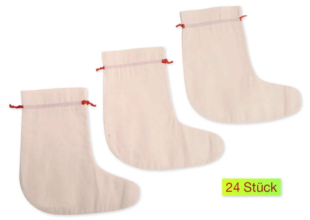 Baumwoll-Stiefel für Adventskalender, 24 Stück