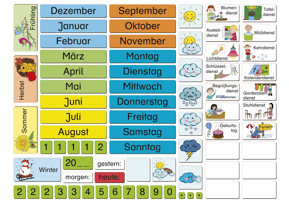 Magnetisk kalender med klasstjänster, 76 st.