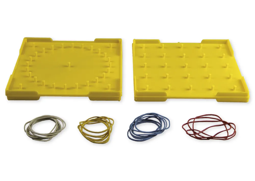 Geometriplåtsklassset (5x5 stift), 24 st i en låda, 15x15 cm, gul