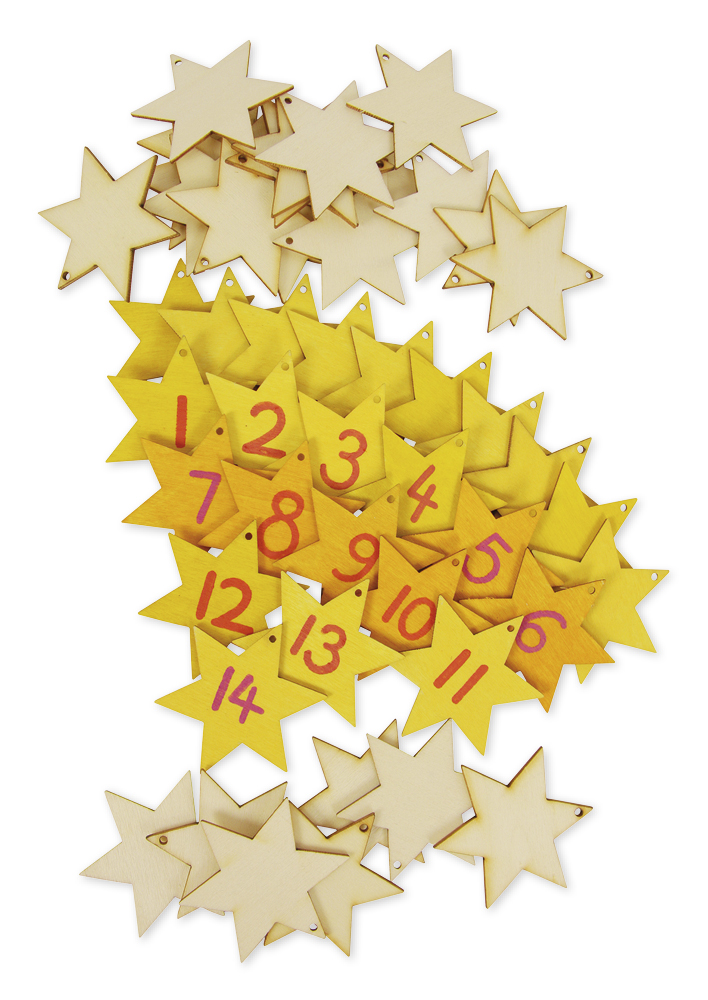 Étoiles en bois à accrocher, 24 pièces Étoiles en bois à accrocher, 24 pièces