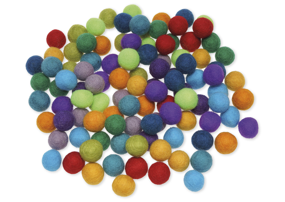 TimeTEX Filzkugeln "Kunterbunt", 2 cm ø, 12 Farben, 120 Stück