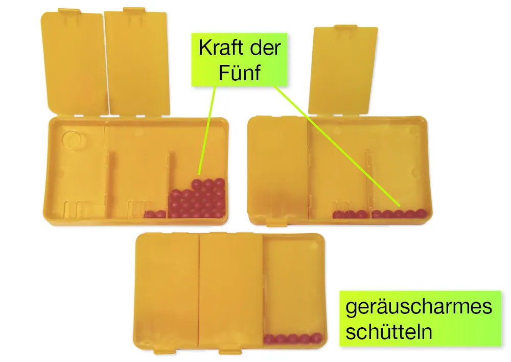 Schüttelbox 3-tlg., mit 20 Perlen