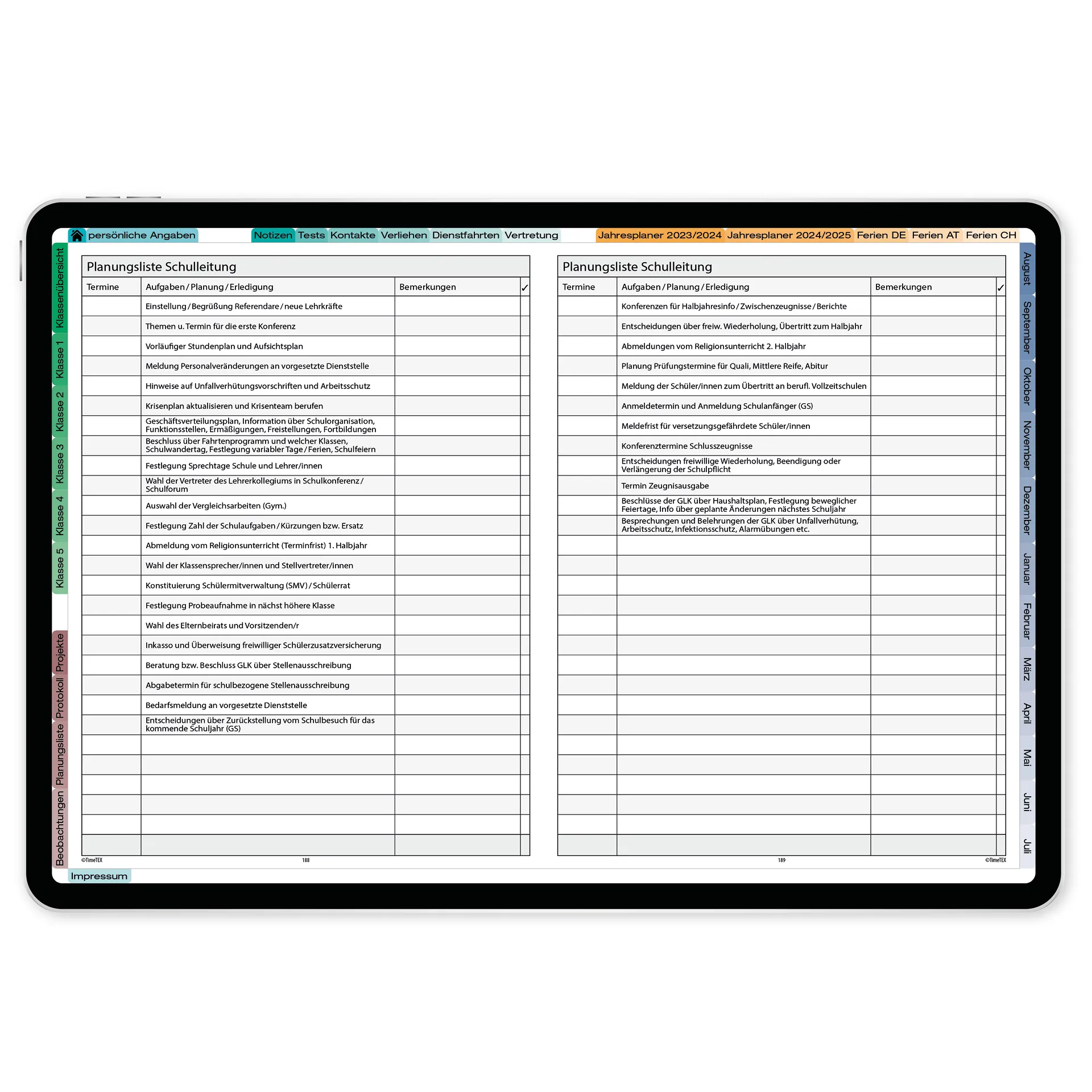 TimeTEX Digitaler Schulleitungs-Planer DigiPlan 2026/2027