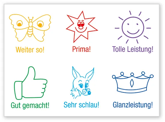 Lehrer-Stempel aus Holz "Ansporn", 6-tlg.