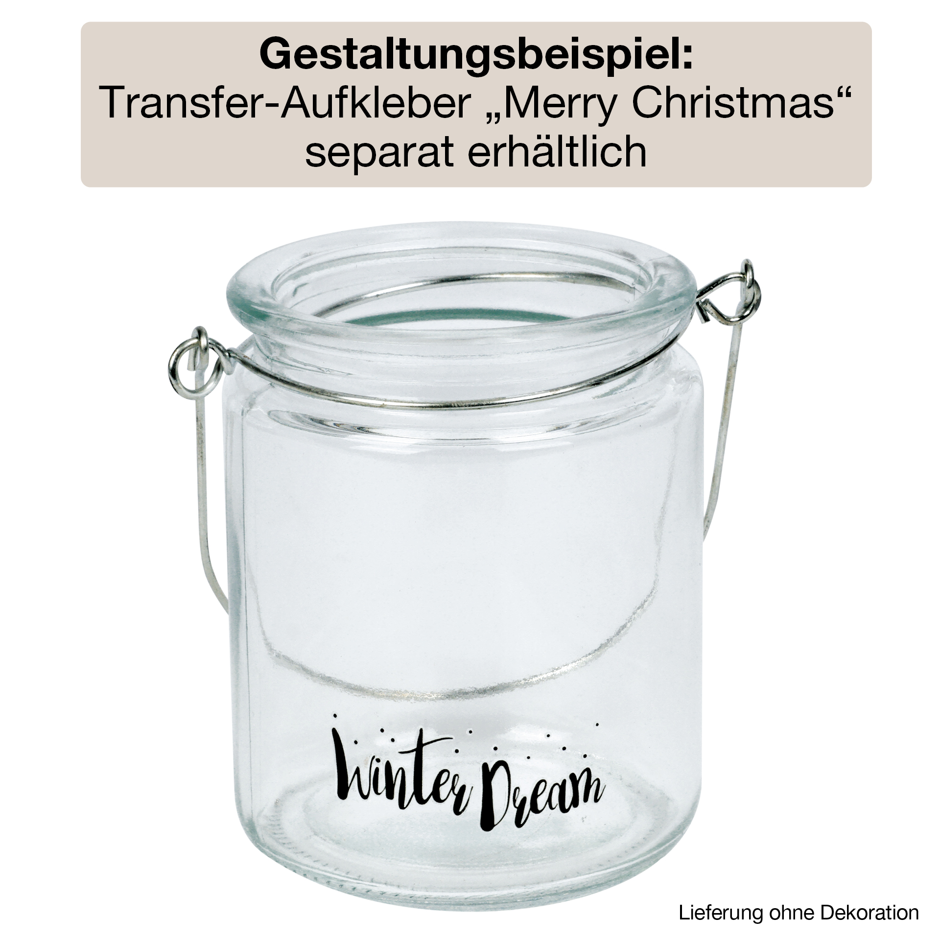 Kerzenglas mit Metallbügel, ca. 10 cm hoch, 12 Stück
