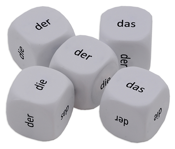 Tärningsset tysk "artikel" 6-delad, 16 mm