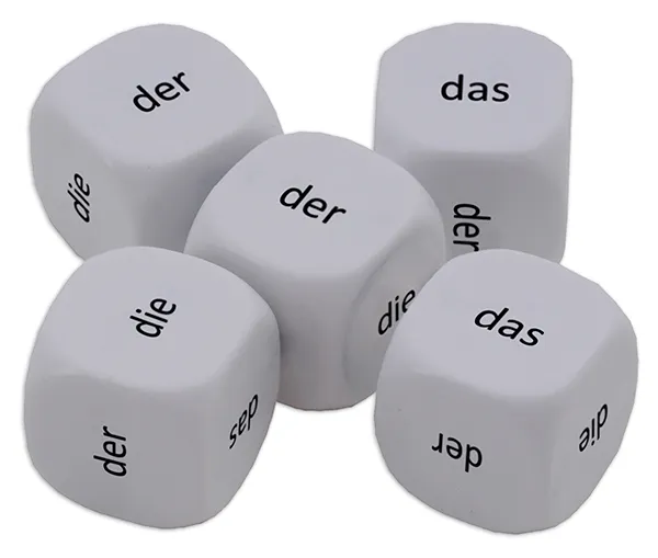 Tärningsset tysk "artikel" 6-delad, 16 mm