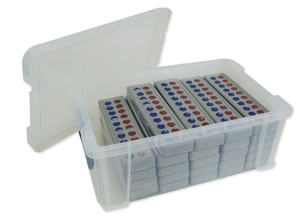 Klassensatz ABACO für 20-er Zahlenraum, rot-blau mit Zahlen, 24-tlg., in Box