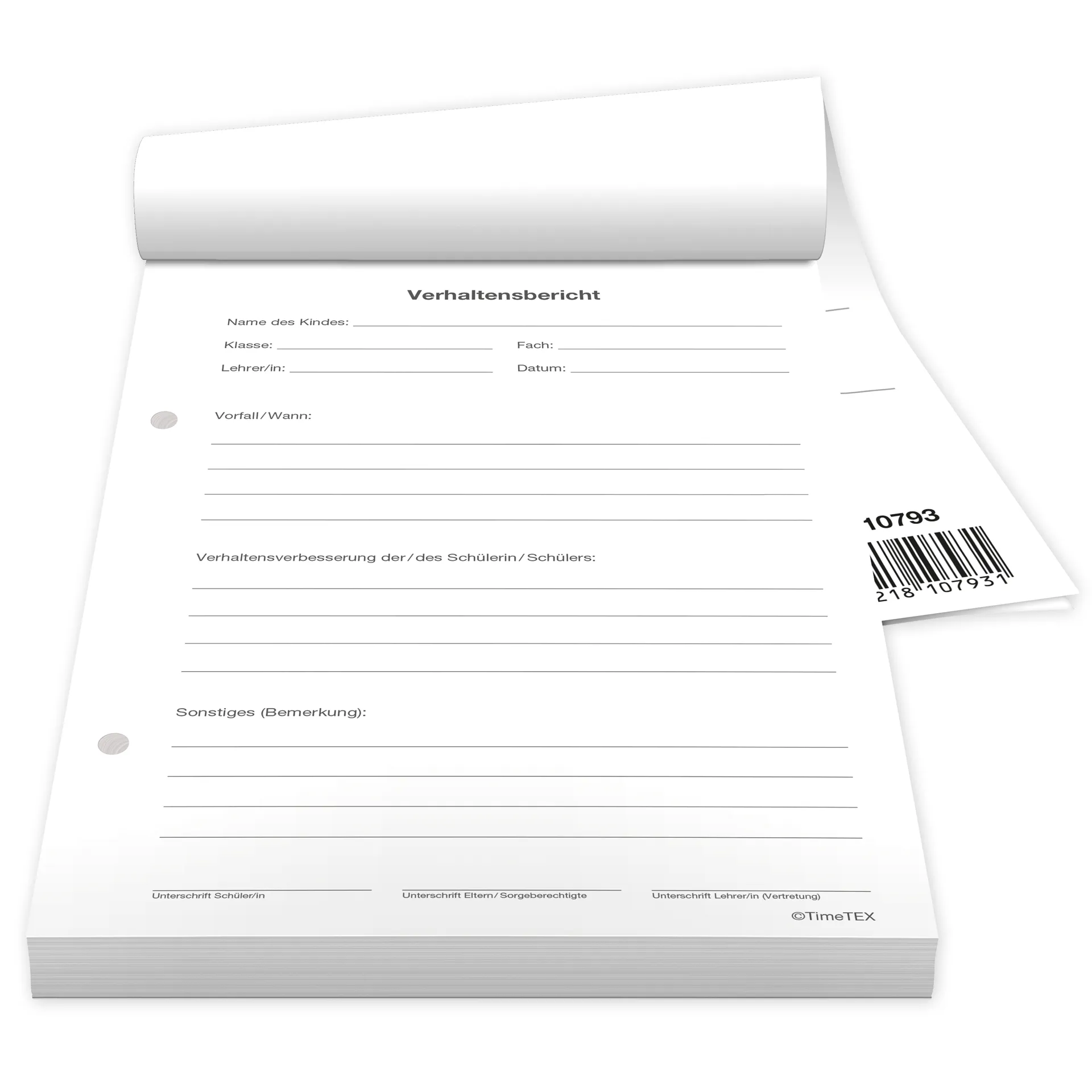 Block Verhaltensberichte A5, 50 Blatt mit Durchschlag