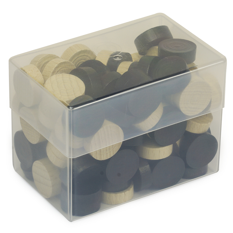 Spielsteine aus Holz, natur/schwarz, 21 mm ø, 100 Stück