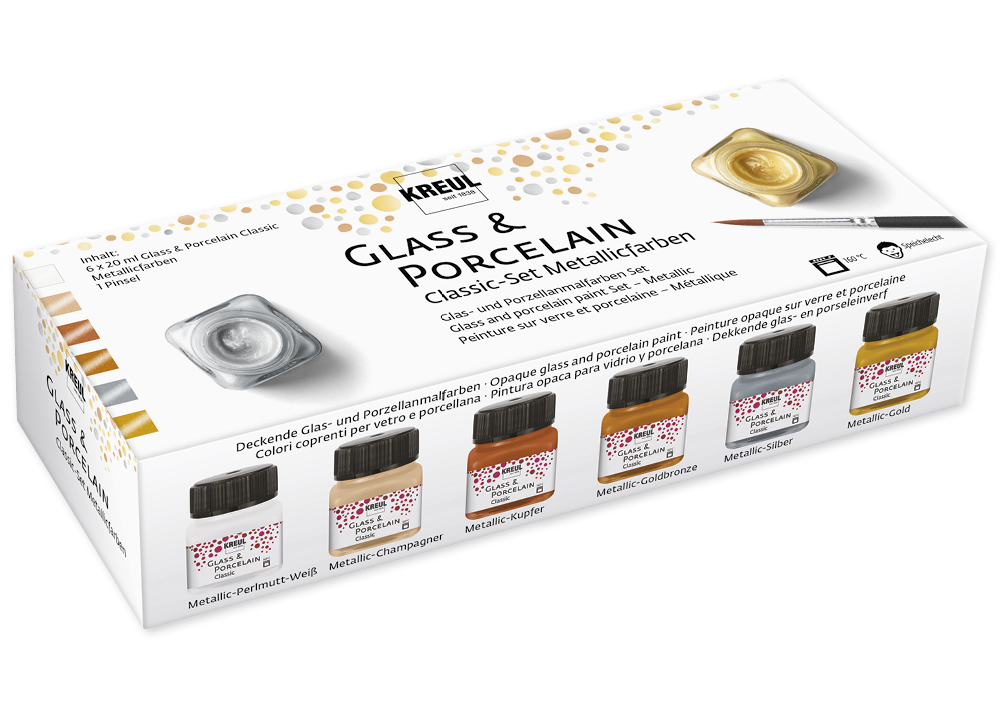KREUL Glas- und Porzellanmalfarbe Metallic, 6 x 20 ml