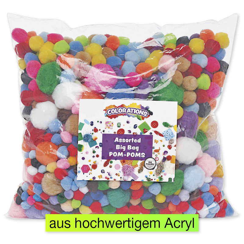 Buntes Pompons-Sortiment, 1.200-tlg.