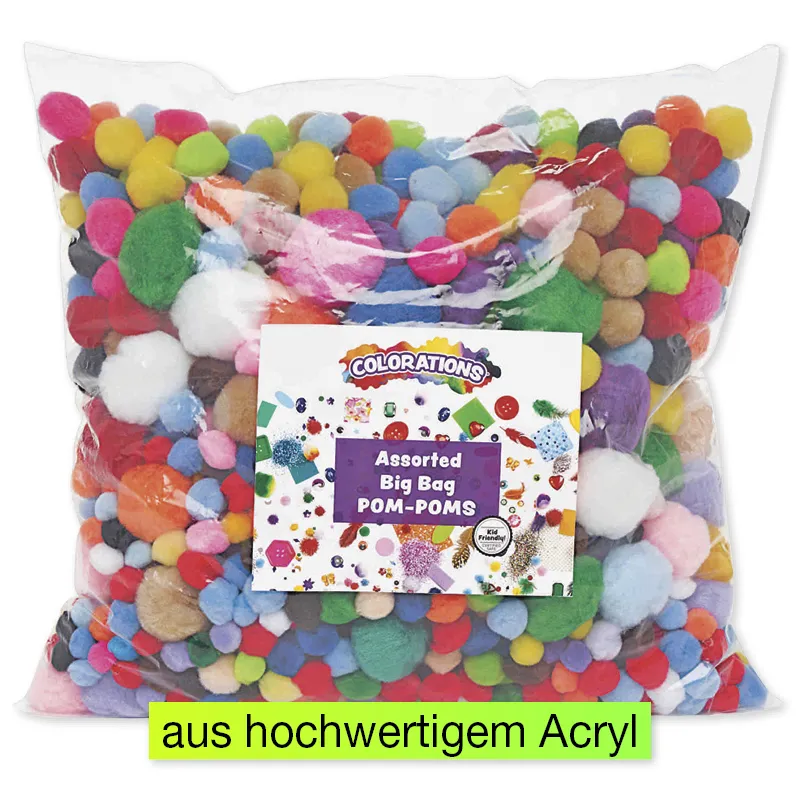 Buntes Pompons-Sortiment, 1.200-tlg.