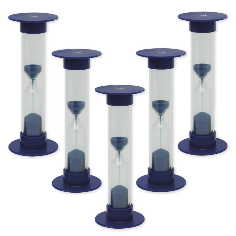 Sanduhren-Set 5-tlg., 10cm hoch, 2,5cm ø (1 Zeiteinheit)