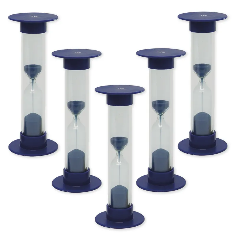 Sanduhren-Set 5-tlg., 10cm hoch, 2,5cm ø (1 Zeiteinheit)