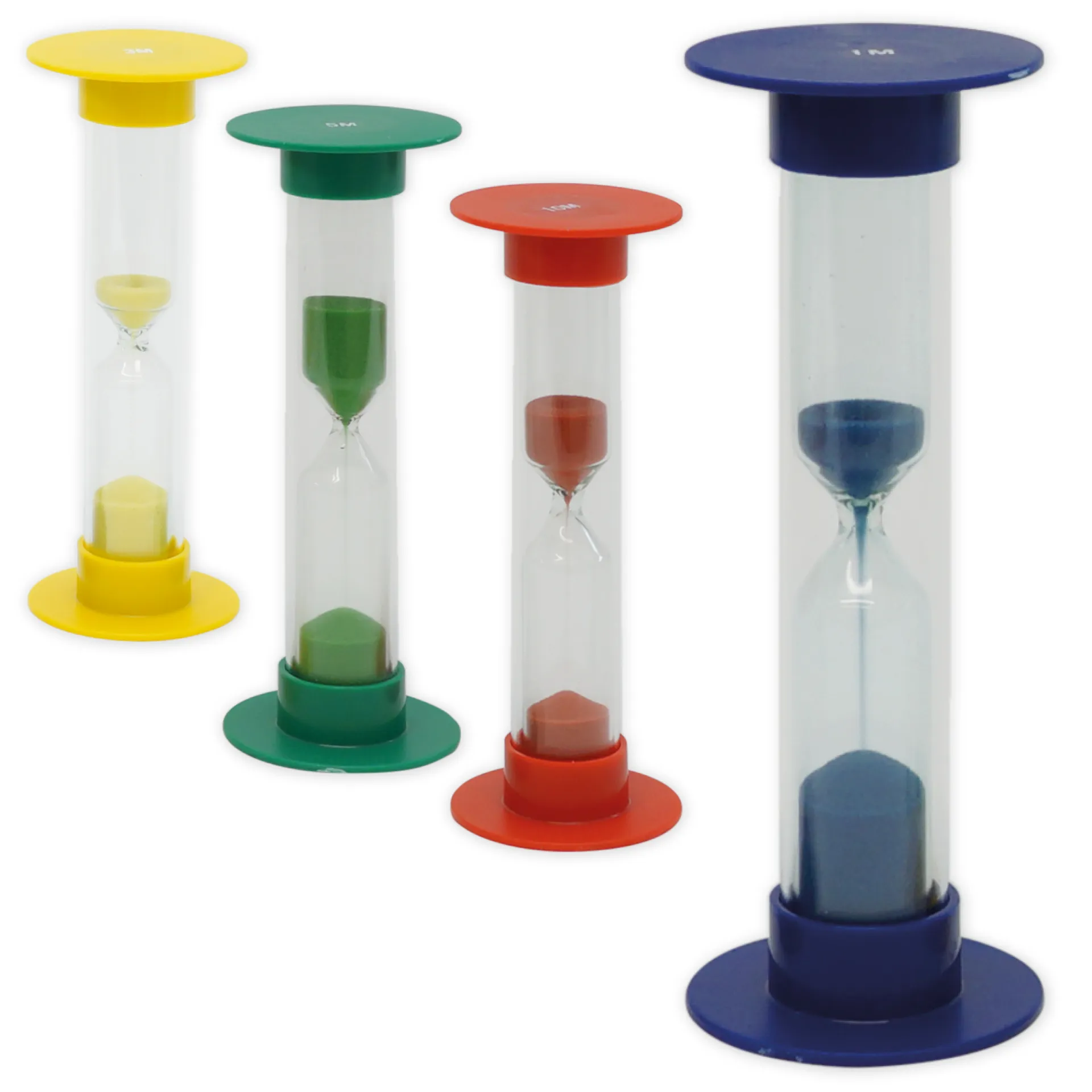 Sanduhren-Set 5-tlg., 10cm hoch, 2,5cm ø (1 Zeiteinheit)