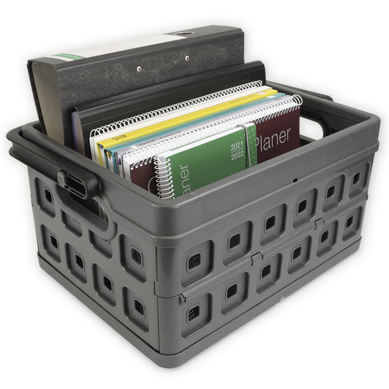 Opbergkrat van kunststof met hengsel, ca. 24 liter, max. 15 kg, antraciet