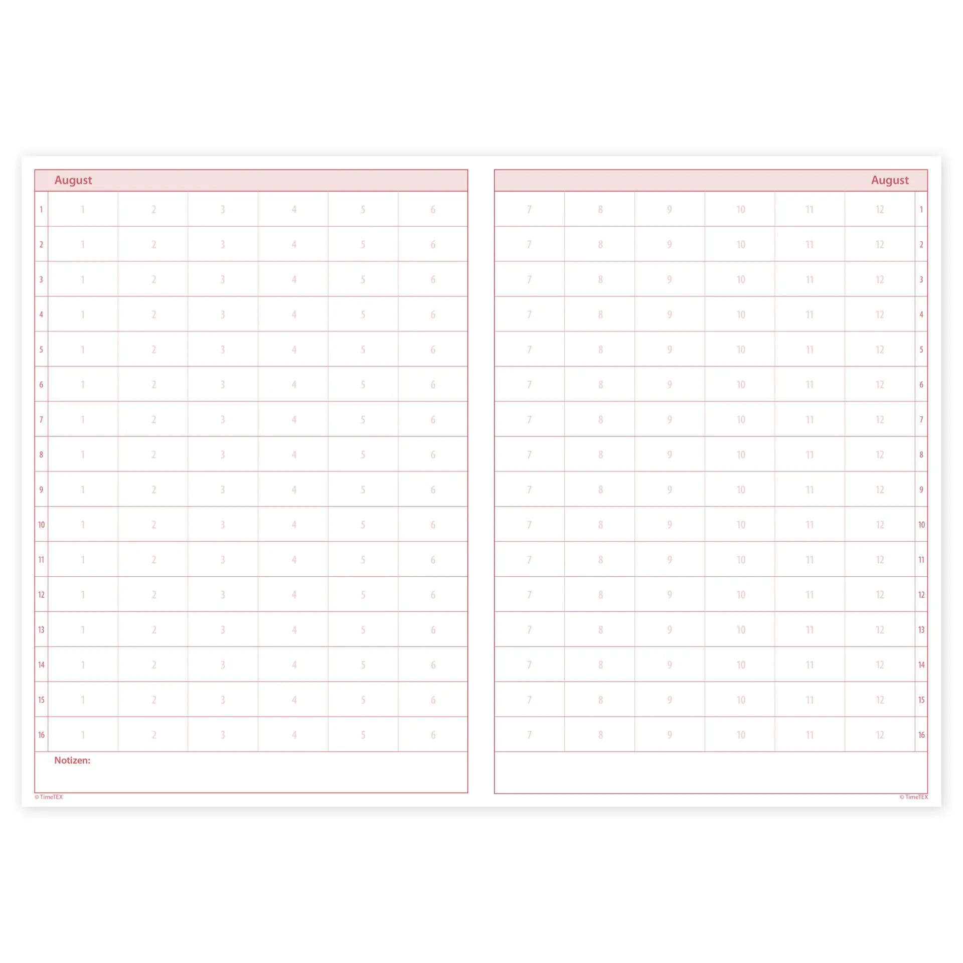 TimeTEX Heft Stoffverteilungs-Plan A4