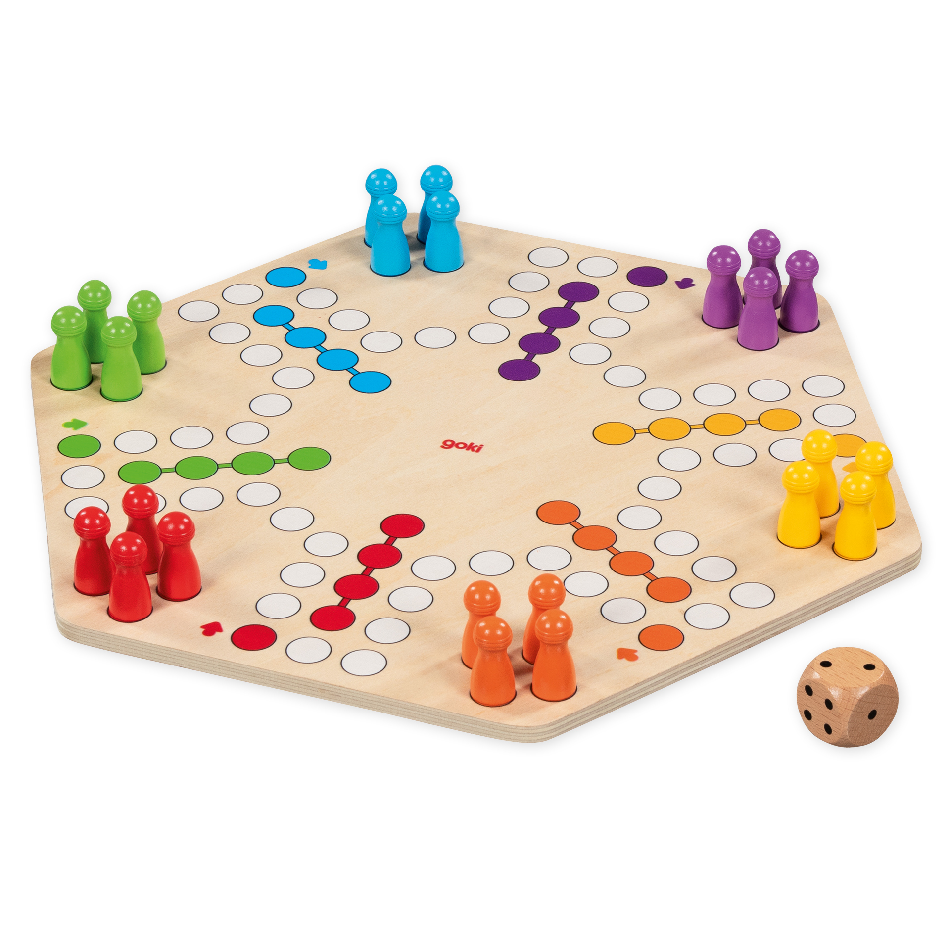 Ludo für bis zu 6 Spieler, beidseitig bespielbar