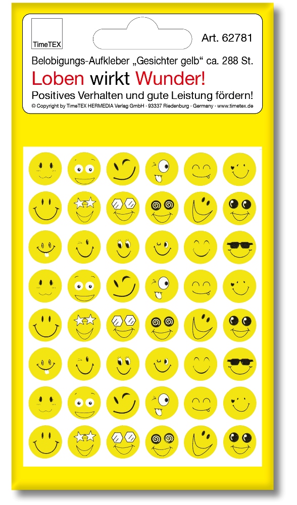 Belöningsklistermärker "Ansiktsgult", 288 st