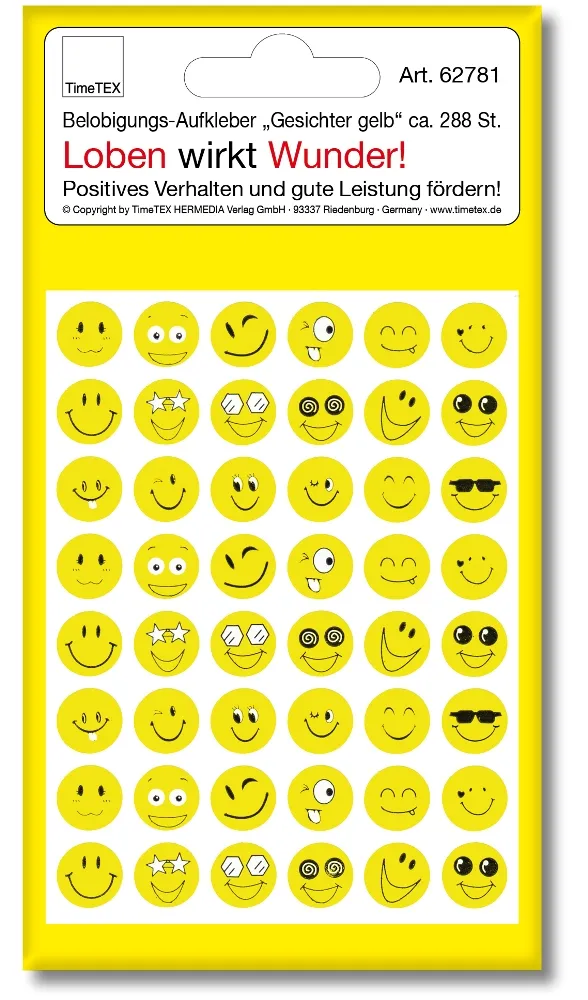 Belöningsklistermärker "Ansiktsgult", 288 st