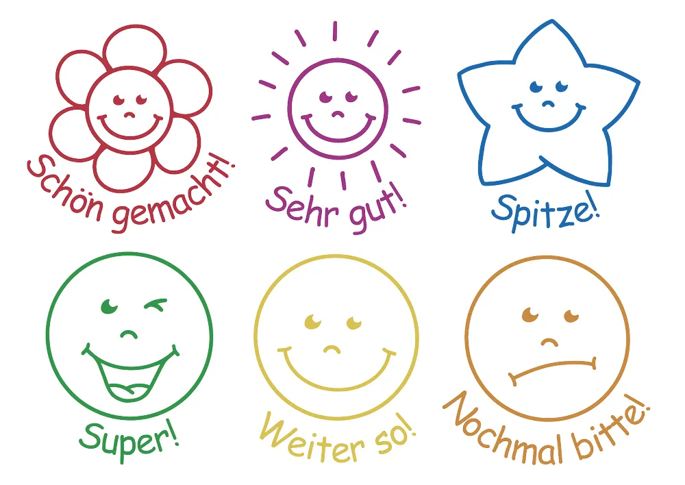 Lehrer-Stempel aus Holz "Lob", 6-tlg.