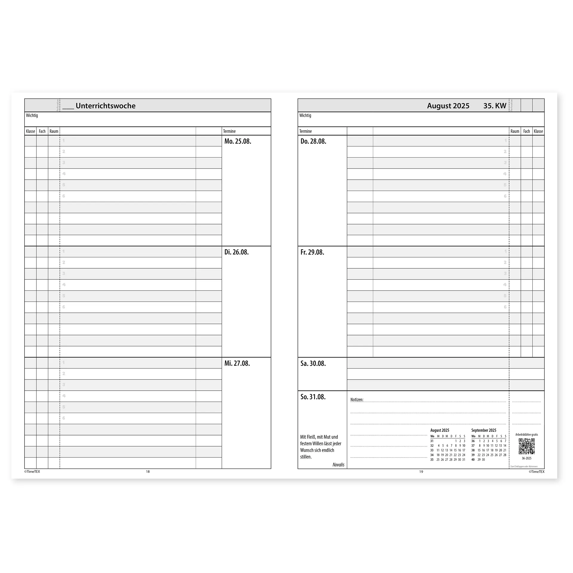 TimeTEX Trend-Schulplaner Hardcover A4-Plus, 2026/2027, lagune