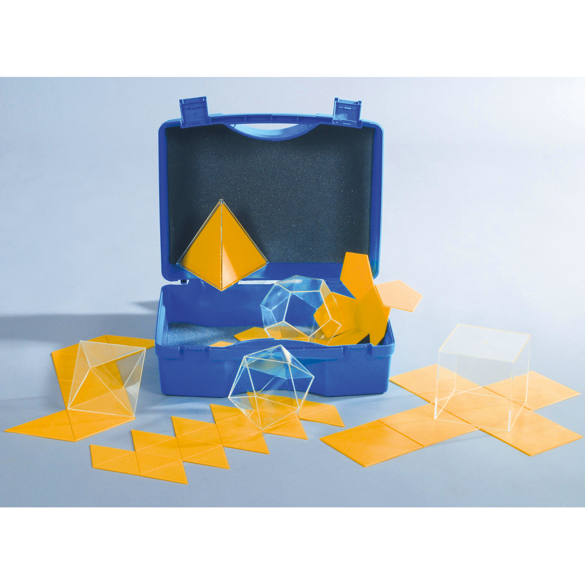 Set "Platonische Körper" mit Flächenabwicklung, 5-tlg. im Koffer Set "Platonische Körper" mit Flächenabwicklung, 5-tlg. im Koffer