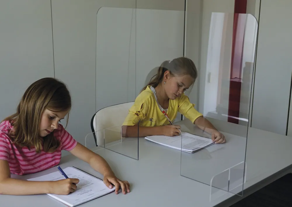 Hygiëne-beschermwand Standard XL voor tafels, met uitsparing